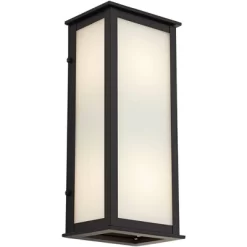 John Timberland Modern Outdoor Wall Light Fixtures Set Of 2 Black 12 3/4" Milky White Glass Panels For Post Exterior Barn Deck -John Timberland GUEST 38d39095 84a6 476d bea7 634b2dfc1050