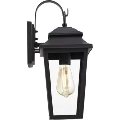 John Timberland Bellis Verde Modern Outdoor Wall Light Fixtures Set Of 2 Textured Black Lantern Frame 15 1/4" Clear Glass For Post Exterior -John Timberland GUEST 3b984034 2a09 4179 9147 f2e43c449633
