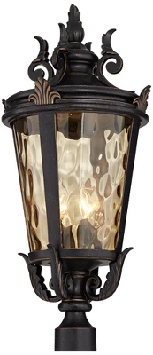 John Timberland Casa Marseille Vintage Outdoor Post Light Veranda Bronze With Pier Adaptor 28" Champagne Glass For Exterior Barn Deck House Porch Yard 6 John Timberland Casa Marseille Vintage Outdoor Post Light Veranda Bronze With Pier Adaptor 28" Champagne Glass For Exterior Barn Deck House Porch Yard - Image 4