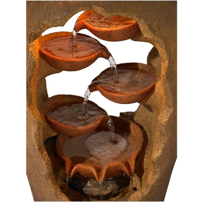 John Timberland Cascade Rustic Asian Planter Urn Outdoor Floor Water Fountain With LED Light 33" For Yard Garden Patio Home Deck Porch Exterior House 3 John Timberland Cascade Rustic Asian Planter Urn Outdoor Floor Water Fountain With LED Light 33" For Yard Garden Patio Home Deck Porch Exterior House - Image 2