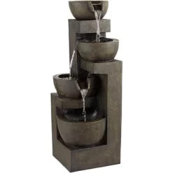 John Timberland Outdoor Floor Water Fountain With Light LED 41 1/2" High Cascading Bowls For Yard Garden Patio Deck Home -John Timberland GUEST 3d2bf260 75b6 4566 8b8c 08ae5c882b2b