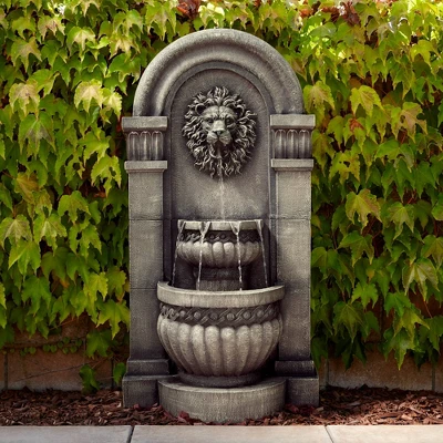 John Timberland Roman Outdoor Floor Water Fountain With Light LED 50" High 2-Tier Lion Face For Yard Garden Patio Deck Home 3 John Timberland Roman Outdoor Floor Water Fountain With Light LED 50" High 2-Tier Lion Face For Yard Garden Patio Deck Home