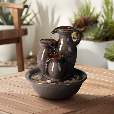 John Timberland Triple Jug Rustic Zen Cascading Indoor Tabletop Water Fountain 9" For Table Office Desk Home Bedroom House Living Room Relaxation 3 John Timberland Triple Jug Rustic Zen Cascading Indoor Tabletop Water Fountain 9" For Table Office Desk Home Bedroom House Living Room Relaxation