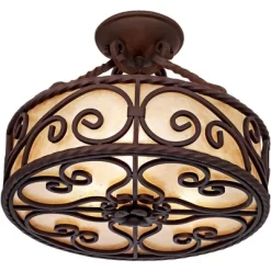 John Timberland Natural Mica Rustic Ceiling Light Semi Flush Mount Fixture 15" Wide Deep Walnut Scroll 3-Light Drum Shade For Bedroom Living Room Home 13 John Timberland Natural Mica Rustic Ceiling Light Semi Flush Mount Fixture 15" Wide Deep Walnut Scroll 3-Light Drum Shade For Bedroom Living Room Home -John Timberland GUEST 42c82c1f c5b0 424d 959c 9e3867cbc715