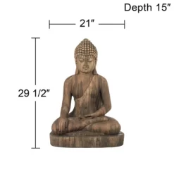 John Timberland Sitting Buddha Statue Sculpture Zen Decor Outdoor Garden Front Porch Patio Yard Outside Weathered Light Sandstone Finish 29 1/2" Tall -John Timberland GUEST 42eee4bd 02fb 44a3 ae74 b2ea320e51d7