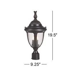 John Timberland Traditional Outdoor Post Light Bronze Cast Aluminum 19 1/2" Seedy Glass For Exterior Garden Yard Driveway -John Timberland GUEST 42efb5a2 caf4 4c72 b9de beb5db127597