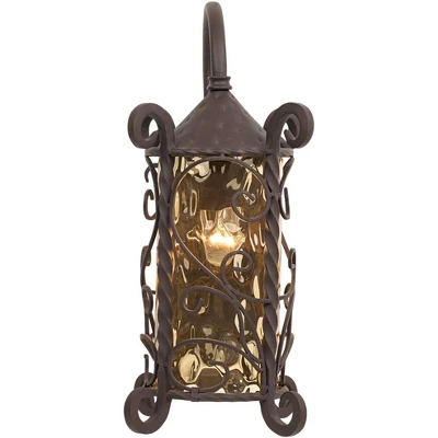 John Timberland Casa Seville Vintage Rustic Outdoor Wall Light Fixture Dark Walnut Scroll 18 1/2" Champagne Hammered Glass For Post Exterior Barn Deck 9 John Timberland Casa Seville Vintage Rustic Outdoor Wall Light Fixture Dark Walnut Scroll 18 1/2" Champagne Hammered Glass For Post Exterior Barn Deck - Image 7
