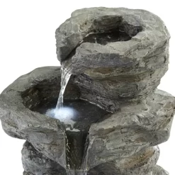 John Timberland Zen Outdoor Floor Water Fountain With Light LED 22" High 4 Tiered Cascading Rock For Yard Garden Patio Deck Home -John Timberland GUEST 44343faa 1438 42a3 966f b1b5880a664d