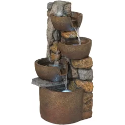 John Timberland Ashmill Urn Rustic Cascading Outdoor Floor Water Fountain With LED Light 29" For Yard Garden Patio Deck Porch Exterior Balcony -John Timberland GUEST 4502991b b2b7 4392 b4aa b9b50d74584b