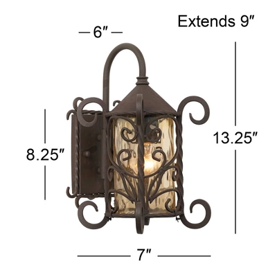 John Timberland Casa Seville Vintage Rustic Outdoor Wall Light Fixture Dark Walnut Scroll 13 1/4" Champagne Hammered Glass For Post Exterior Barn Deck 9 John Timberland Casa Seville Vintage Rustic Outdoor Wall Light Fixture Dark Walnut Scroll 13 1/4" Champagne Hammered Glass For Post Exterior Barn Deck - Image 7