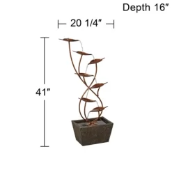John Timberland Ashton Curved Leaves Modern Cascading Outdoor Floor Water Fountain 41" For Yard Garden Patio Home Deck Porch House Exterior Balcony -John Timberland GUEST 46a22929 68db 42f7 ba86 2ca36482d8c9