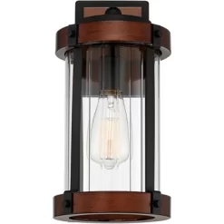 John Timberland Stan Industrial Outdoor Wall Light Fixture Dark Faux Wood Black 13 1/2" Clear Glass For Post Exterior Barn Deck House Porch Yard Patio -John Timberland GUEST 47c974c9 dbb2 47ec 8911 bafc24e8a029