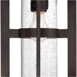 John Timberland Argentine Rustic Farmhouse Outdoor Wall Light Fixture Bronze 17" Clear Seedy Cylinder Glass For Post Exterior Barn Deck House Porch -John Timberland GUEST 48ff5706 b52b 4ff7 bb57 b2a333762452