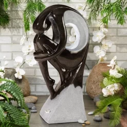 John Timberland 45 John Timberland Graceful Form Modern Zen Bubbler Curled Female Outdoor Floor Water Fountain With LED Light 43" For Yard Garden Patio Home Deck Porch