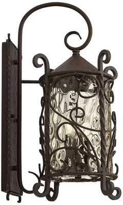 John Timberland Casa Seville Vintage Rustic Outdoor Wall Light Fixture Dark Walnut Scroll 23 3/4" Champagne Hammered Glass For Post Exterior Barn Deck 7 John Timberland Casa Seville Vintage Rustic Outdoor Wall Light Fixture Dark Walnut Scroll 23 3/4" Champagne Hammered Glass For Post Exterior Barn Deck - Image 5