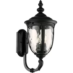 John Timberland Bellagio Vintage Rustic Outdoor Wall Light Fixture Textured Black Upbridge 21" Clear Hammered Glass For Post Exterior Barn Deck House -John Timberland GUEST 4be99977 b6de 4c30 9d33 3e6bdd2addd0
