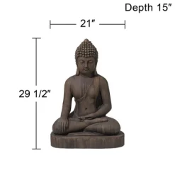 John Timberland Sitting Buddha Statue Sculpture Zen Decor Outdoor Garden Front Porch Patio Yard Outside Dark Sandstone Faux Stone Finish 29 1/2" High -John Timberland GUEST 4c454699 74ca 4e87 8a57 8e635d1372cb