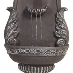 John Timberland Tivoli Grey Ornate Rustic Outdoor 2 Tier Outdoor Wall Water Fountain 33" For Yard Backyard Garden Patio Home Deck Porch House Exterior -John Timberland GUEST 4d684cb8 cc22 4f4a 918c d909123ff9a9