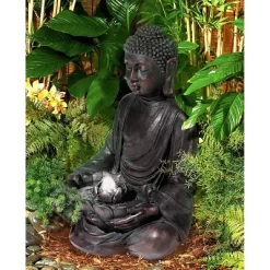 John Timberland Meditating Buddha Zen Bubbler Outdoor Water Fountain With LED Light 24" For Yard Garden Patio Home Deck Porch House Meditation Decor -John Timberland GUEST 4ea72a47 c5f1 491f 972e 87adad30c545