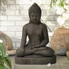 John Timberland Sitting Buddha Statue Sculpture Zen Decor Outdoor Garden Front Porch Patio Yard Outside Dark Sandstone Faux Stone Finish 29 1/2" High -John Timberland GUEST 4f4d7a82 e4d8 4c88 a16d 17daff5615ee