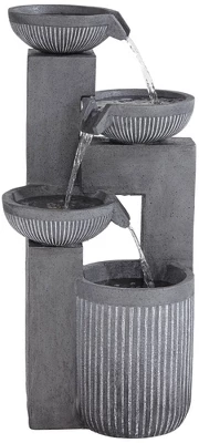 John Timberland Casava Modern 4-Bowl Cascading Outdoor Floor Water Fountain With LED Light 33" For Yard Garden Patio Home Deck Lawn Porch 9 John Timberland Casava Modern 4-Bowl Cascading Outdoor Floor Water Fountain With LED Light 33" For Yard Garden Patio Home Deck Lawn Porch - Image 7