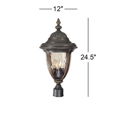 John Timberland Bellagio Rustic Farmhouse Outdoor Post Light Fixture Veranda Bronze 24 1/2" Champagne Hammered Glass For Exterior Barn Deck House Home 5 John Timberland Bellagio Rustic Farmhouse Outdoor Post Light Fixture Veranda Bronze 24 1/2" Champagne Hammered Glass For Exterior Barn Deck House Home - Image 3