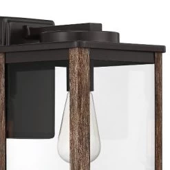 John Timberland Wordsworth Field Rustic Farmhouse Outdoor Wall Light Fixture Dark Bronze Wood Grain 14 1/4" Clear Glass Panels For Post Exterior Deck -John Timberland GUEST 51853cdc cc99 4fc4 87ef eb6512a00d3e