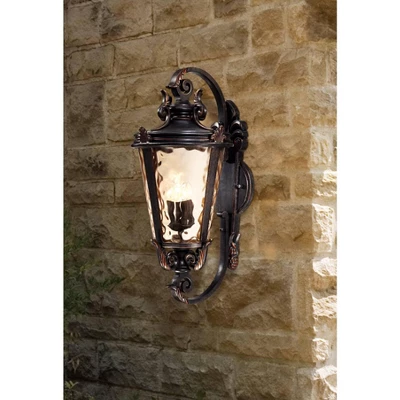 John Timberland Casa Marseille Rustic Outdoor Wall Light Fixture Veranda Bronze Ornate Scroll 36" Champagne Hammered Glass For Post Exterior Barn Deck 9 John Timberland Casa Marseille Rustic Outdoor Wall Light Fixture Veranda Bronze Ornate Scroll 36" Champagne Hammered Glass For Post Exterior Barn Deck - Image 7