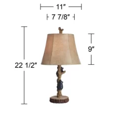 John Timberland Climbing Bears Rustic Accent Table Lamps 22 1/2" High Set Of 2 Brown Faux Wood With USB Charging Port Faux Leather Shade For Desk -John Timberland GUEST 52937e50 60d5 4ec5 8e93 a6ca4deeeca4