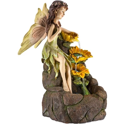 John Timberland Garden Fairy With Sunflowers Modern Cascading Outdoor Floor Water Fountain With LED Light 26" For Yard Garden Patio Home Deck Porch 6 John Timberland Garden Fairy With Sunflowers Modern Cascading Outdoor Floor Water Fountain With LED Light 26" For Yard Garden Patio Home Deck Porch - Image 4