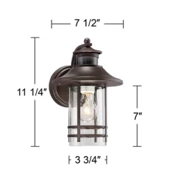 John Timberland Habitat Rustic Industrial Outdoor Wall Light Fixtures Set Of 2 Bronze Dusk To Dawn Motion Sensor 11 1/4" Seedy Glass For Exterior -John Timberland GUEST 52bc3aef dca0 4701 b081 bca7122338e1