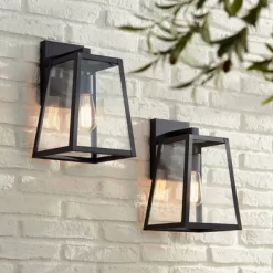 John Timberland Arrington Modern Outdoor Wall Lights Fixtures Set Of 4 Mystic Black 13" Clear Glass For Post Exterior Barn Deck House Porch Yard Patio -John Timberland GUEST 5356cd4a c81f 407e b6e0 93b1f82c10b8