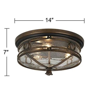 John Timberland Beverly Drive Rustic Flush Mount Outdoor Ceiling Light Bronze 7" Clear Seedy Glass For Post Exterior Barn Deck House Porch Yard Patio 8 John Timberland Beverly Drive Rustic Flush Mount Outdoor Ceiling Light Bronze 7" Clear Seedy Glass For Post Exterior Barn Deck House Porch Yard Patio - Image 6