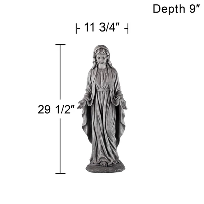John Timberland Virgin Mary Statue Sculpture Decor Outdoor Garden Front Porch Patio Yard Outside Home Balcony Gray Stone Finish Ceramic 29" Tall 7 John Timberland Virgin Mary Statue Sculpture Decor Outdoor Garden Front Porch Patio Yard Outside Home Balcony Gray Stone Finish Ceramic 29" Tall - Image 5