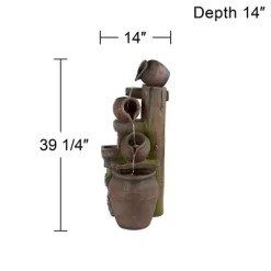 John Timberland Four Pot Rustic Cascading Outdoor Floor Water Fountain With LED Light 39 1/4" For Yard Garden Patio Deck Porch House Exterior -John Timberland GUEST 54885263 1c43 4131 8169 b399cd067120