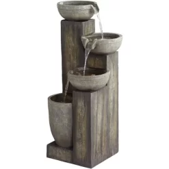John Timberland Four Tier Rustic Cascading Outdoor Floor Water Fountain With LED Light 40 1/2" For Yard Garden Patio Home Deck Porch House Roof -John Timberland GUEST 5627c763 c71e 4d7a a66d b11290d04577