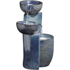 John Timberland Summer Leaves Cascading Bowls Modern Outdoor Floor Water Fountain With LED Light 26" For Yard Garden Patio Deck Porch House Exterior -John Timberland GUEST 56375fca 3b9e 4059 b2db 975bdfeec3f6