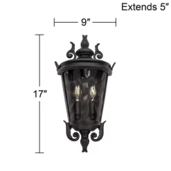 John Timberland Casa Marseille Vintage Rustic Outdoor Wall Light Fixture Textured Black Scroll 17" Clear Hammered Glass For Post Exterior Barn Deck -John Timberland GUEST 5668a30f f784 4352 8668 e60bef04a3bb