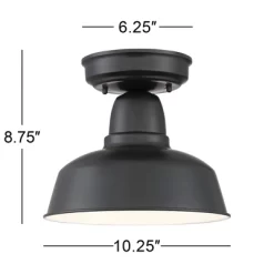 John Timberland Urban Barn Rustic Farmhouse Semi Flush Mount Outdoor Ceiling Light Black Metal 10 1/4" For Post Exterior Barn Deck House Porch Yard -John Timberland GUEST 56a9422c abec 43cc baca 07c424f1cb72