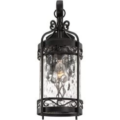 John Timberland Paseo Outdoor Vintage Wall Light Fixture Matte Black 19" Clear Hammered Glass For Post Exterior Barn Deck House Porch Yard Posts Patio -John Timberland GUEST 56e72608 005e 4807 94d7 018be1c2a4f4