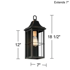 John Timberland Sunderland Vintage Outdoor Wall Light Fixtures Set Of 2 Black Metal 18 1/2" Clear Glass Panels For Post Exterior Barn Deck -John Timberland GUEST 586cdd73 66b4 4176 8b06 95de1b4a5746