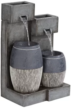 John Timberland Mendit Rustic Cascading 2-Jar Outdoor Wall Floor Water Fountain With LED Light 29" For Yard Garden Patio Home Deck Lawn -John Timberland GUEST 58d3295d ab1a 4079 95ca cdb16182a0ee