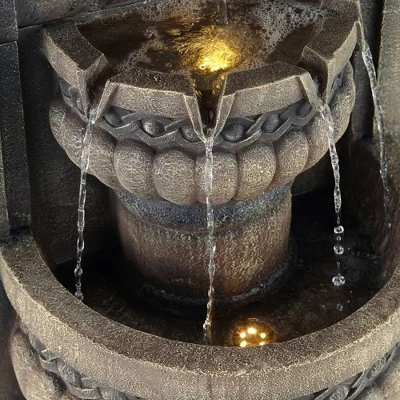 John Timberland Roman Outdoor Floor Water Fountain With Light LED 50" High 2-Tier Lion Face For Yard Garden Patio Deck Home 4 John Timberland Roman Outdoor Floor Water Fountain With Light LED 50" High 2-Tier Lion Face For Yard Garden Patio Deck Home - Image 2