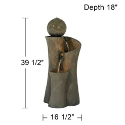 John Timberland Modern Sphere Curve Zen Outdoor Floor Water Fountain 39 1/2" With LED Light For Exterior Garden Yard Lawn -John Timberland GUEST 5b3cd70c eb1d 4aa8 96df 0b7e66311b0d