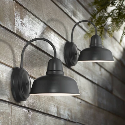 John Timberland Urban Barn Rustic Industrial Farmhouse Outdoor Wall Light Fixtures Set Of 2 Black Gooseneck Arm 11 1/4" For Post Exterior Barn Deck 3 John Timberland Urban Barn Rustic Industrial Farmhouse Outdoor Wall Light Fixtures Set Of 2 Black Gooseneck Arm 11 1/4" For Post Exterior Barn Deck