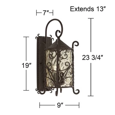 John Timberland Casa Seville Vintage Rustic Outdoor Wall Light Fixture Dark Walnut Scroll 23 3/4" Champagne Hammered Glass For Post Exterior Barn Deck 8 John Timberland Casa Seville Vintage Rustic Outdoor Wall Light Fixture Dark Walnut Scroll 23 3/4" Champagne Hammered Glass For Post Exterior Barn Deck - Image 6