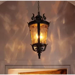 John Timberland Casa Marseille Vintage Rustic Outdoor Hanging Light Veranda Bronze Scroll 26 1/4" Champagne Water Glass For Post Exterior Barn Deck -John Timberland GUEST 5e2c49fa 948a 4ed1 ae6b 6029caffca01