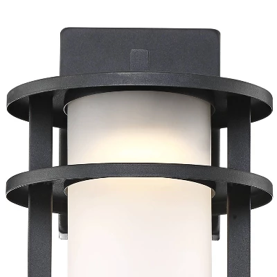 John Timberland Aline Modern Outdoor Wall Light Fixtures Set Of 2 Black Metal LED 13" White Frosted Glass For Post Exterior Barn Deck 3 John Timberland Aline Modern Outdoor Wall Light Fixtures Set Of 2 Black Metal LED 13" White Frosted Glass For Post Exterior Barn Deck