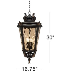 John Timberland Casa Marseille Vintage Rustic Outdoor Hanging Light Veranda Bronze 30" Champagne Hammered Glass Damp Rated For Post Exterior Barn -John Timberland GUEST 5fbab117 36ce 405f 9724 552b2f126781