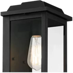 John Timberland Eastcrest Modern Outdoor Wall Light Fixture Textured Black 14" Clear Glass Panels For Post Exterior Barn Deck House Porch Yard Patio -John Timberland GUEST 60e28531 4111 4a14 8928 181c7935ff67